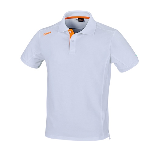 Beta | 9534WO | Poloshirt, jersey katoen, 200 g/m2, wit met oranje inzetstukken