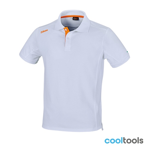 Beta | 9534WO | Poloshirt, jersey katoen, 200 g/m2, wit met oranje inzetstukken