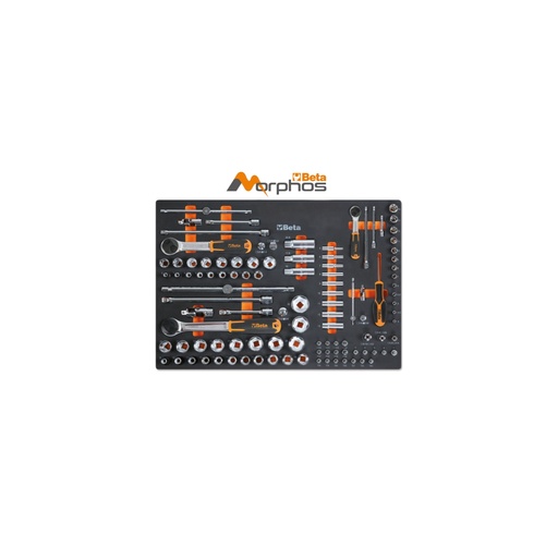 Beta | MM105MH | EVA-foam inlegmodule met 107-delige doppenset van 1/4", 3/8" en 1/2"