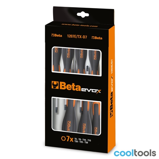 Beta | 1207E/TX-D | 7-delig set schroevendraaiers voor Torx schroeven