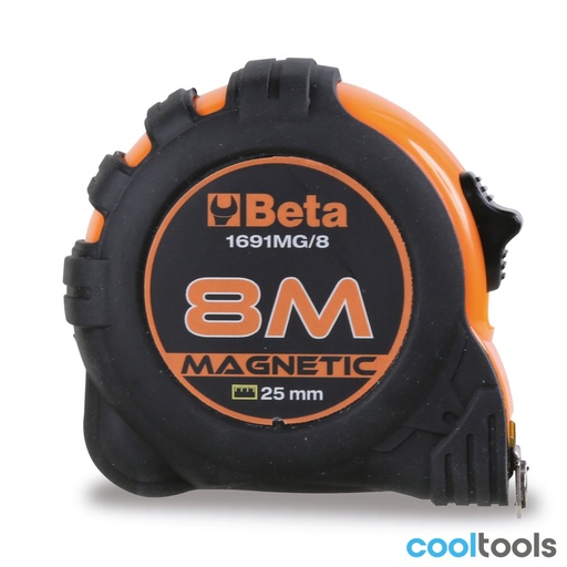 Beta | 1691MG | Rolbandmaat met magneten, schokbestendige ABS-behuizing, stalen band, klasse II