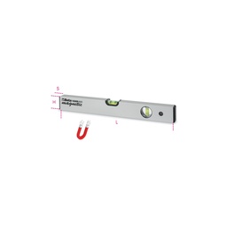Waterpas met magnetische voet, geanodiseerd aluminium, 2 libellen (200 mm)