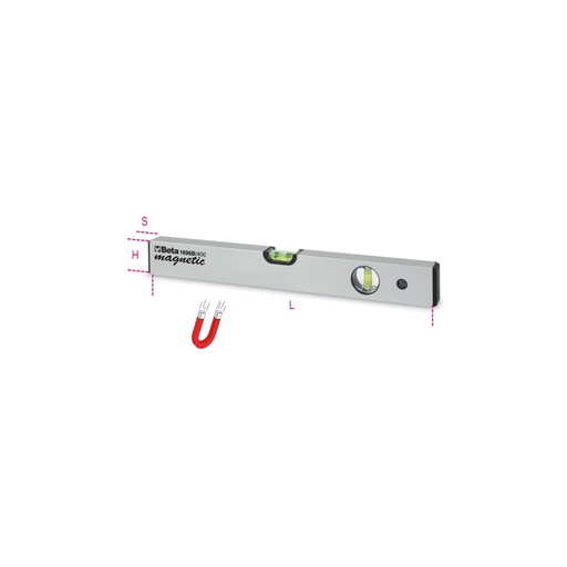 Beta | 1696B | Waterpas met magnetische voet, geanodiseerd aluminium, 2 libellen