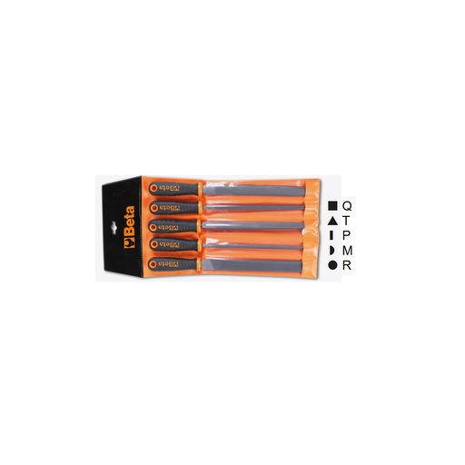 Beta | 1719BMD/B5 | 5-delige set basterd vijlen met handgreep, in etui