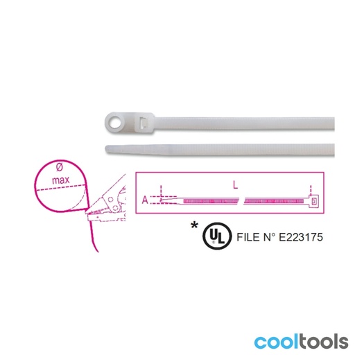 Beta | 1748-BH | Nylon bindstrips met bevestigingsoog, naturel