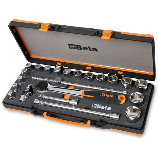 Beta | 920A/C17M | Doppenset met 17 zeskant dopsleutels en 5 toebehoren, foam inleg, metalen kist | 009200924