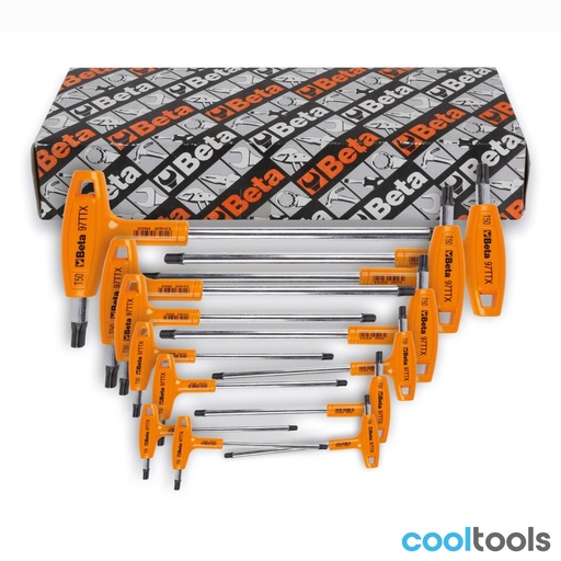 Beta | 97TTX/S | Set gebogen steeksleutels met handgreep voor Torx-busschroeven verchroomd