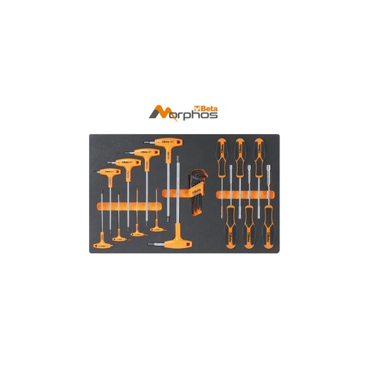 Beta | M60MH | EVA-foam inlegmodule met Torx-schroevendraaiers, inbussleutels en doppen