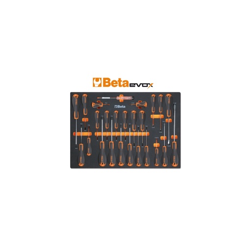 Beta | MM210 | Foam inlegbak met Beta Evox schroevendraaiers voor sleuf, Phillips en Torx