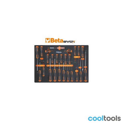 Beta | MM210 | Foam inlegbak met Beta Evox schroevendraaiers voor sleuf, Phillips en Torx