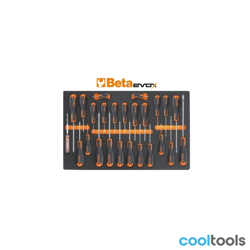 Beta | M213 | Zachte foam inlegbak met Beta Easy schroevendraaiers voor sleuf, Phillips en Torx