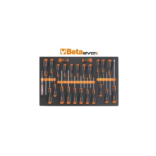 Beta | M213 | Zachte foam inlegbak met Beta Easy schroevendraaiers voor sleuf, Phillips en Torx