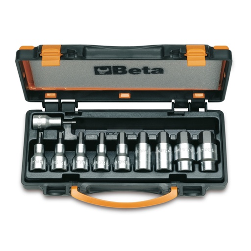 Beta | 920PE/C | Schroevendraaierdoppen inbus 1/2", 10-delig, verchroomd, in plaatstalen doos | 009200443