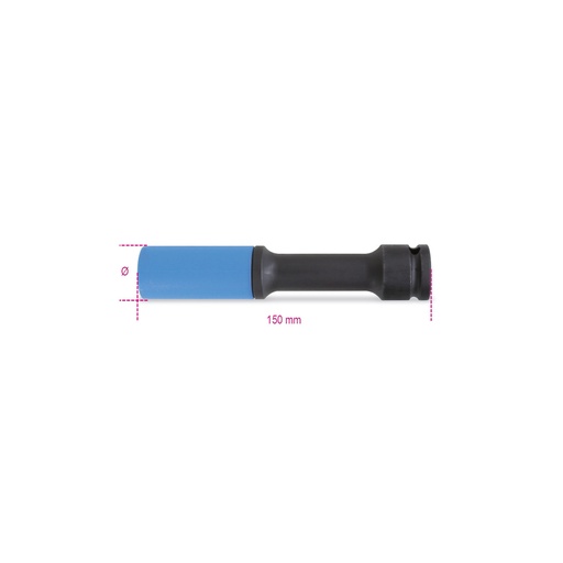 Beta | 720LCL | Slagdoppen voor wielmoeren 1/2", lang, met polymeer beschermhulzen