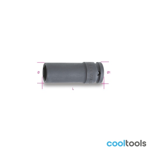 Beta | 720LS | Slagdoppen 1/2", zeskant, lang en dun, gefosfateerd