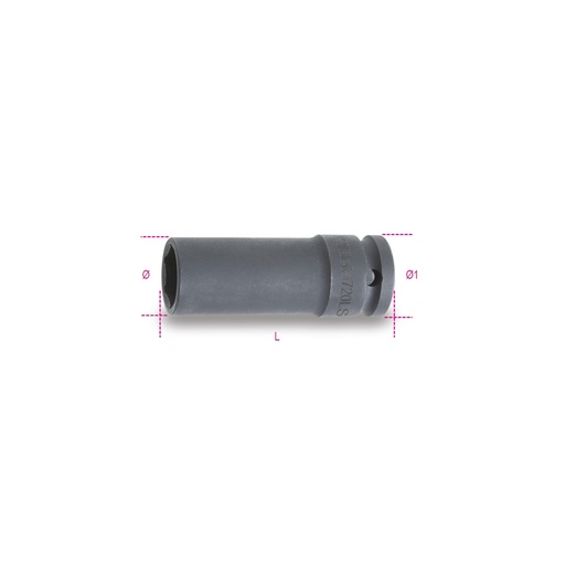 Beta | 720LS | Slagdoppen 1/2", zeskant, lang en dun, gefosfateerd
