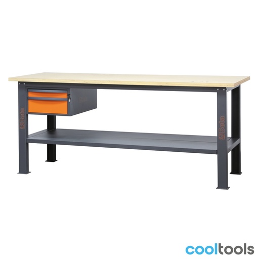 Beta | C58BC-W2,1 2C | Werkbank 2,1 m met houten werkblad en 2 laden