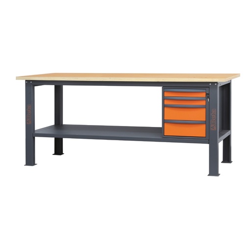 Beta | C58BC-W2,1 4C | Werkbank 2,1 m met houten werkblad en 4 laden