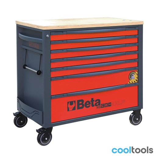 Beta | RSC24AXLP/7 | Gereedschapswagen met 7 laden, met houten werkblad en anti-omvalsysteem, lang model