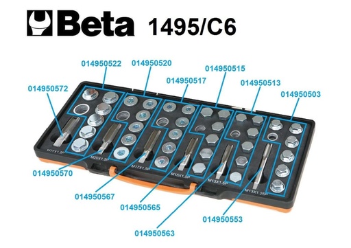 Beta | 1495T | Carterpluggen met opvulringen M13x1,50 voor reparatieset 1495T | 014950513
