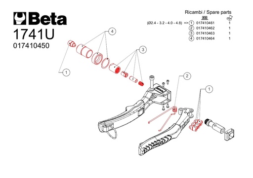 Beta | 1741U R4 | Mondstukhouder voor blindklinktang 1741U | 017410464