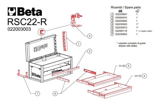 Laden H50 Rood voor 2223 R/C50 R