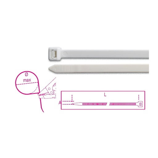BM 1748-BV0 Zelfdovende nylon bindstrips, wit