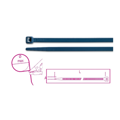 BM 1748-BX Nylon bindstrips, blauw, detecteerbaar door metaal detector