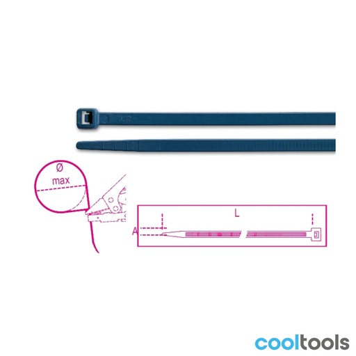 BM 1748-BX Nylon bindstrips, blauw, detecteerbaar door metaal detector