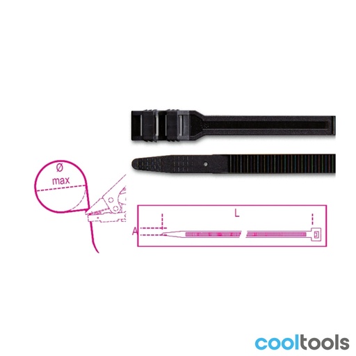 BM 1748-N2D Nylon bindstrips, zwart UV bestendig
