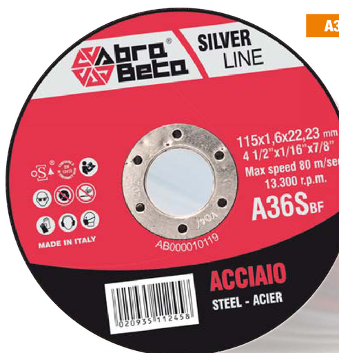 Abra Beta | A36S | Voordeelpakket 300 doorslijpschijven Ø 115 mm staal + Beta haakse slijper 1956 115-750W