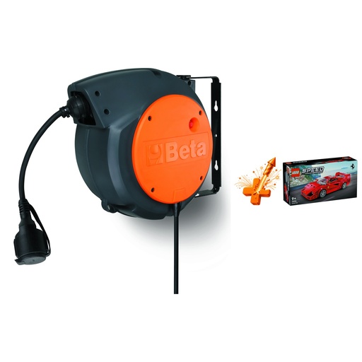 Beta | 1844 15-H05/SCK | Automatische kabelhaspel 15 m met Schuko-stopcontact + gratis LEGO Ferrari F40 | ZNLDEC044