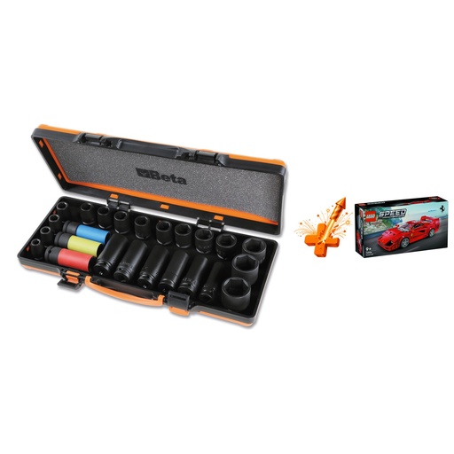 Beta | 720/C24 | Slagdoppenset 1/2", 24-delig, in metalen koffer + gratis LEGO Ferrari F40 | ZNLDEC050