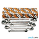 Beta 142AS/S | 8-delige set omschakelbare ratelringsteeksleutels - inch maten - 001420330