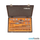 Beta 446/C30 | Assortiment van verchroomde tappen en snijplaten, metrische draad, met toebehoren in houten kist - 004460055