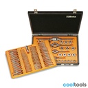 Beta 446/C110 | Assortiment van verchroomde tappen en snijplaten, metrische draad, met toebehoren in houten kist - 004460060