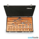 Beta 446ASF/C29 | Assortiment van verchroomd stalen tappen en snijplaten, UNF draad, met toebehoren in houten kist - 004460070