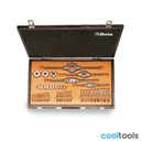 Beta 446ASW/C36 | Assortiment van verchroomd stalen tappen en snijplaten, Whitworth draad, met toebehoren in houten kist - 004460075