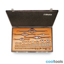 Beta 446ASC/C37 | Assortiment van verchroomd stalen tappen en snijplaten, UNC draad, met toebehoren in houten kist - 004460080