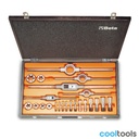 Beta 446ASG/C23 | Assortiment van verchroomd stalen tappen en snijplaten, cilindrisch GAS draad, met toebehoren in houten kist - 004460085