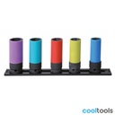 Beta 720LC/PM5 | 5-delig set krachtdoppen voor wielmoeren, met gekleurde polymeer beschermhulzen, met een magnetische houder - 007200646