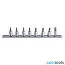 Beta 900TX/SB | Dopsleutelset voor Torx® schroeven met  1/4" male vierkante aandrijving verchroomd - verchroomde inzetstukken - 009000730