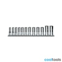 Beta 910ASL/SB12 | Dopsleutelset met vierkantaandrijving  female 3/8", lang type  veelhoekige bek, verchroomd - 009100365