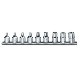 Beta | 910FTX/SB | Doppenset voor Torx-profielbouten, 3/8", verchroomd | 009100430