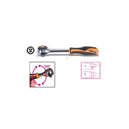 Beta | 910/58 | Omschakelbare ratel 3/8" met draaibare handgreep, 52-tands | 009100884