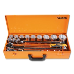 Beta | 928B/C12 | Doppendoos met 12 twaalfkant dopsleutels en 4 toebehoren, plaatstalen kist | 009280957