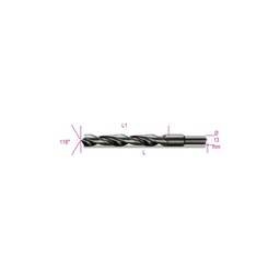 Beta | 410A | Spiraalboren, korte uitvoering HSS gewalst, gebruneerd, schacht gereduceerd tot 13 mm