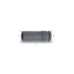 Beta | 720LS | Slagdoppen 1/2", zeskant, lang en dun, gefosfateerd