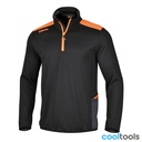 Beta 7563N | Grid microfleece trui, korte rits, zwart