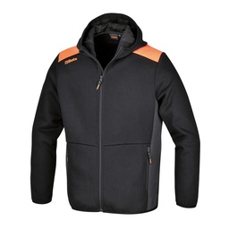 Beta | 7566NG | Lange hoodie met rits, zwart met antracietgrijze inzetstukken